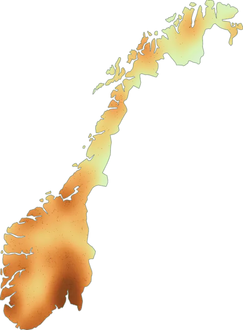 Kart over registrerte observasjoner av kamfluesopp-gruppen i Norge.