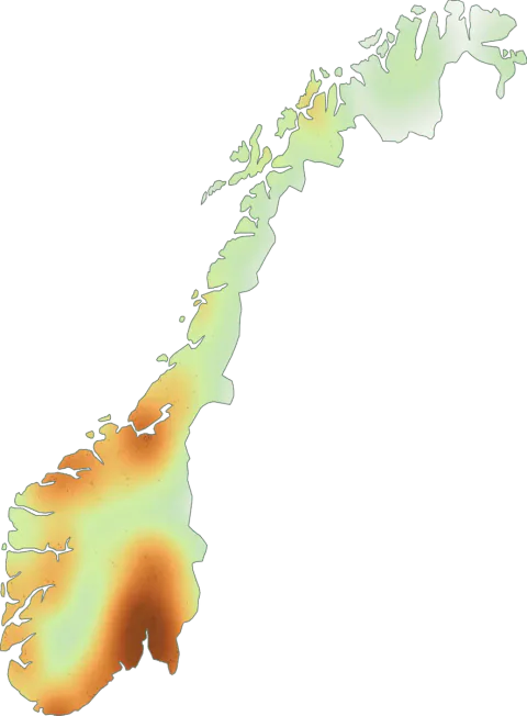 Kart over registrerte observasjoner av stankkremle i Norge.